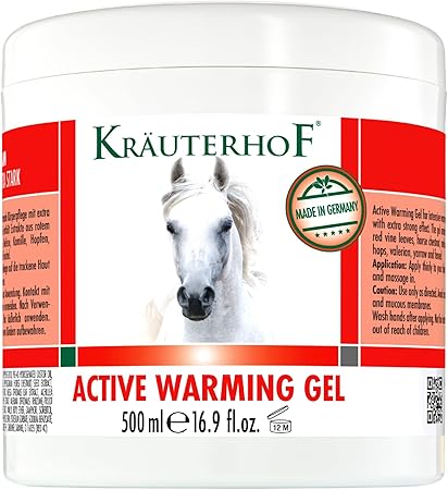 Kräuterhof® Warming & Extra Strong (16.9 Fl Oz) - Warming Massage Gel for Tired Muscles & Joints, Warming Effect, Relief for Sore Muscles, Back Tension & Joint Complaints